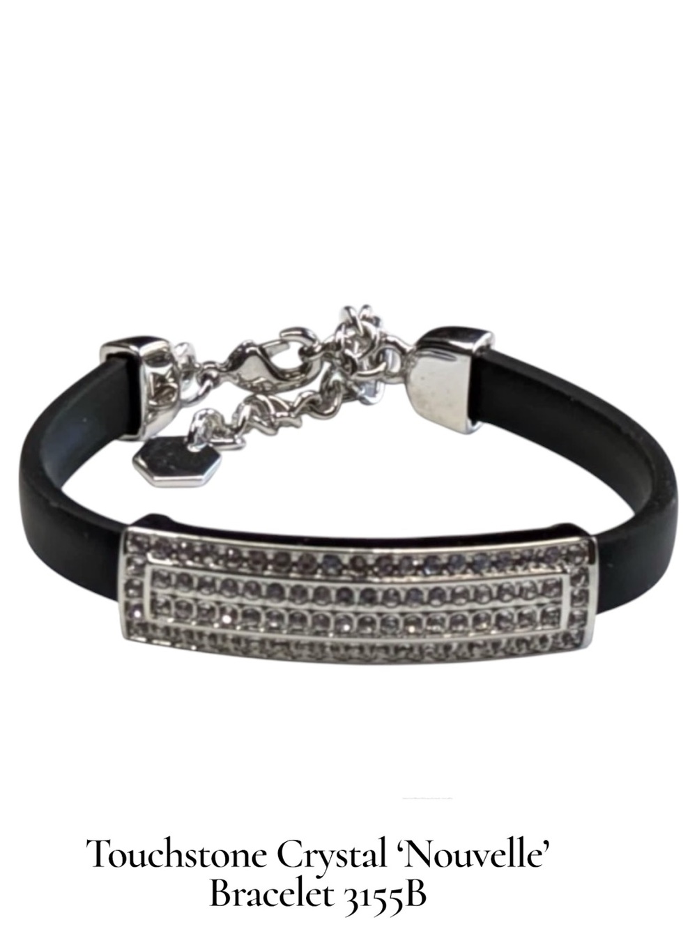 Touchstone Crystal Swarovski Nouvelle Bracelet 3155B Black Silver Adjustable